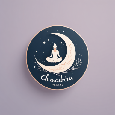Logo avec une lune et une silhouette de bouddha, symbole de sérénité et de paix.